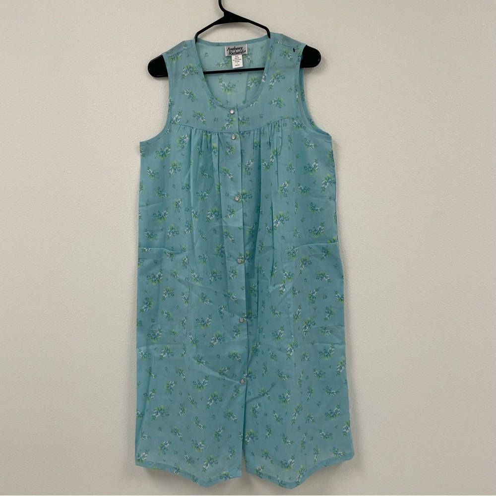 Anthony Richards Blue Floral Dress. House dress. Size M